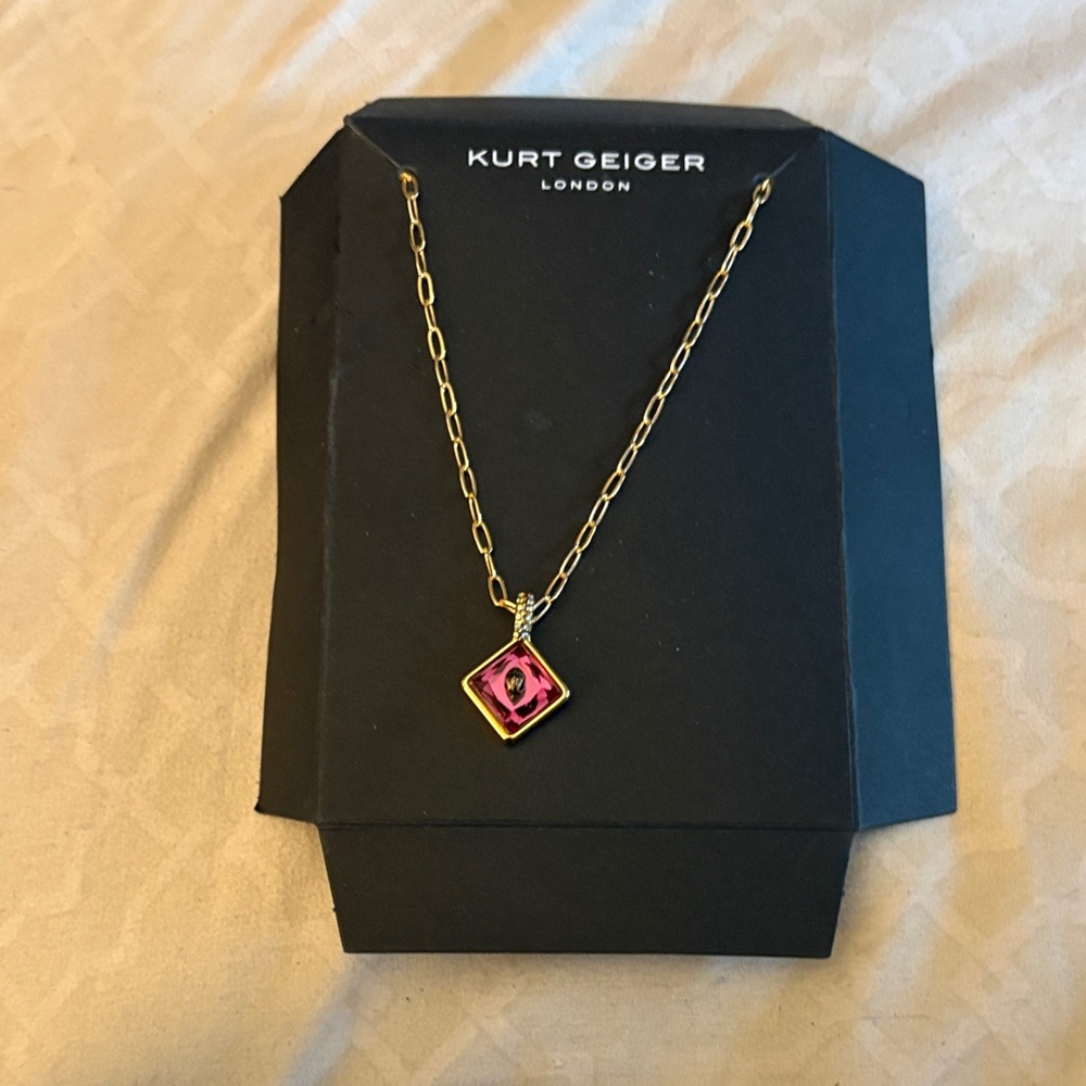 Kurt Geiger Gold Link Chain with Purple Square Pendant